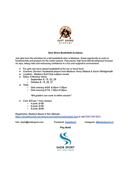 East Shore Basketball Academy Fall Program